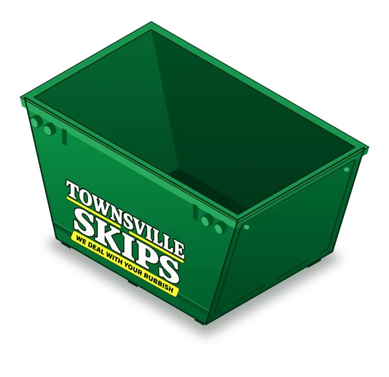 Townsville Skips skip bin with logo